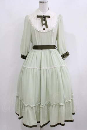 画像: Innocent World / 丸衿ヨークティアードワンピース M グリーン×ショコラ/Green×Chocolat H-26-03-10-1014-IW-OP-NS-ZH