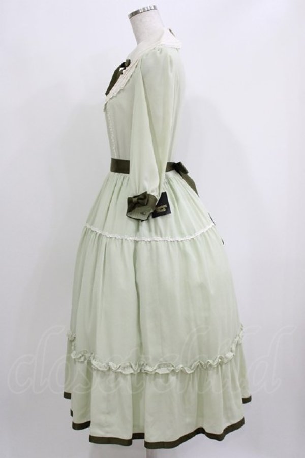 画像2: Innocent World / 丸衿ヨークティアードワンピース M グリーン×ショコラ/Green×Chocolat H-26-03-10-1014-IW-OP-NS-ZH (2)