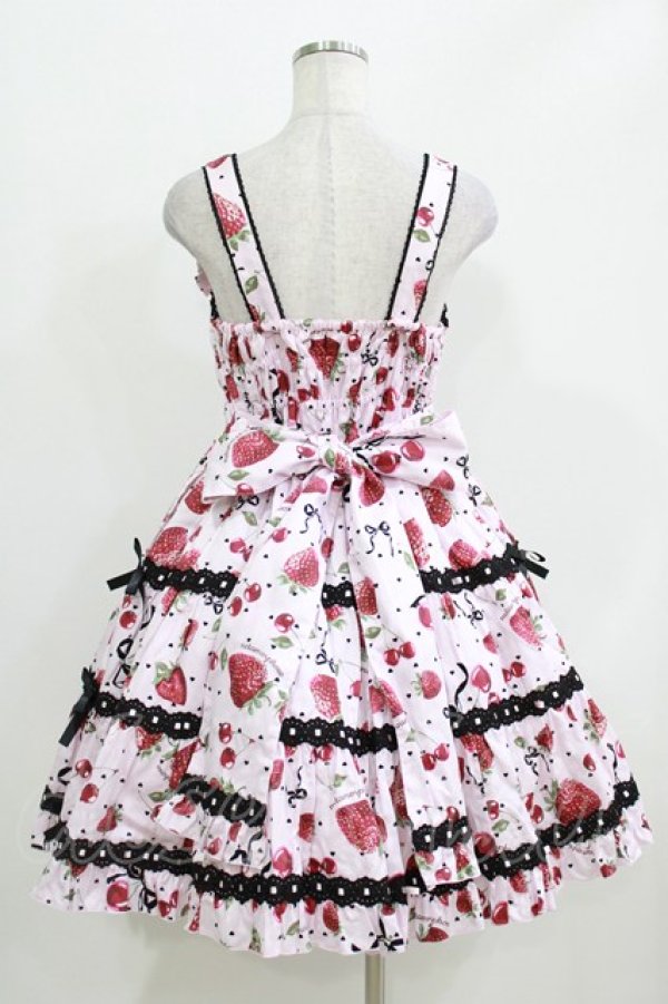 画像3: metamorphose / Lady Fruit シャーリングティアードジャンパースカート サイズ1 ピンク H-26-03-10-1002-ME-OP-NS-ZH (3)