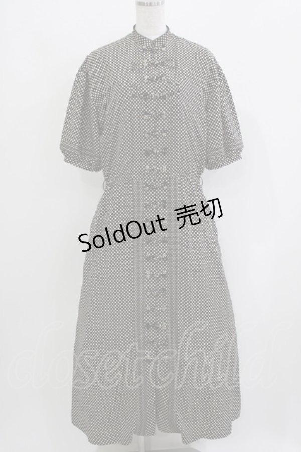 画像1: KANEKO ISAO / チャイナボタンドットワンピース Free ブラック H-26-03-10-1017-EL-OP-NS-ZH (1)