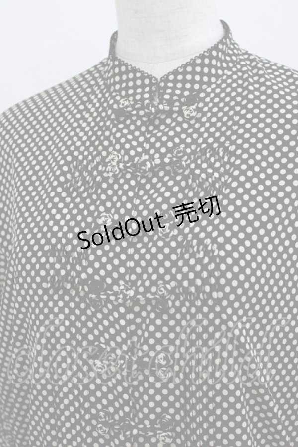 画像4: KANEKO ISAO / チャイナボタンドットワンピース Free ブラック H-26-03-10-1017-EL-OP-NS-ZH (4)