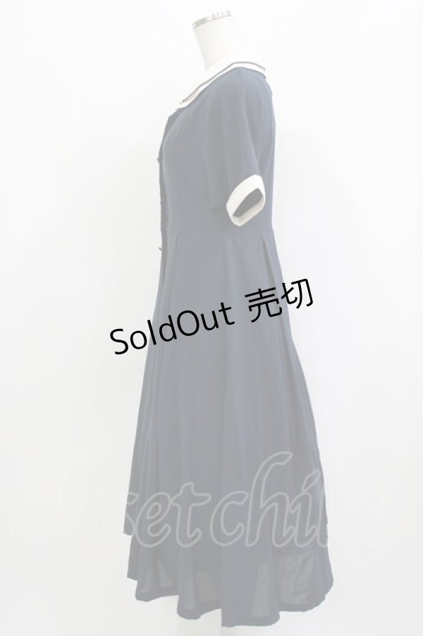 画像2: an another angelus / パイピング使いダブルクレリック衿ワンピース Free NAVY H-26-03-10-1019-CA-OP-NS-ZH (2)