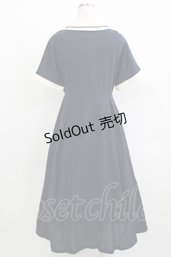 画像3: an another angelus / パイピング使いダブルクレリック衿ワンピース Free NAVY H-26-03-10-1019-CA-OP-NS-ZH (3)