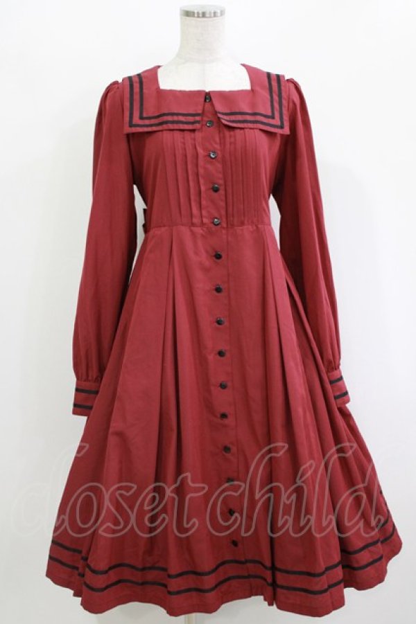 画像1: Physical Drop / スクエアタックセーラーワンピース Free ワイン H-26-03-10-1020-LO-OP-NS-ZH (1)