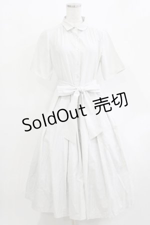 画像: F&A / リボンベルト付きストライプシャツワンピース Free SAX×WH H-26-03-10-1021-LO-OP-NS-ZH
