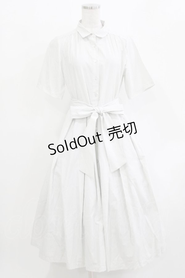 画像1: F&A / リボンベルト付きストライプシャツワンピース Free SAX×WH H-26-03-10-1021-LO-OP-NS-ZH (1)