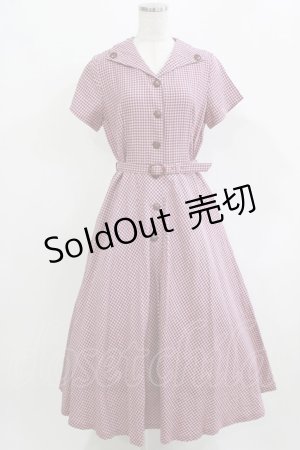 画像: an another angelus / レトロチェックフィット&フレアーワンピース Free PINK×BROWN H-26-03-10-1022-CA-OP-NS-ZH