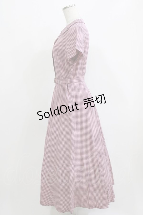 画像2: an another angelus / レトロチェックフィット&フレアーワンピース Free PINK×BROWN H-26-03-10-1022-CA-OP-NS-ZH (2)