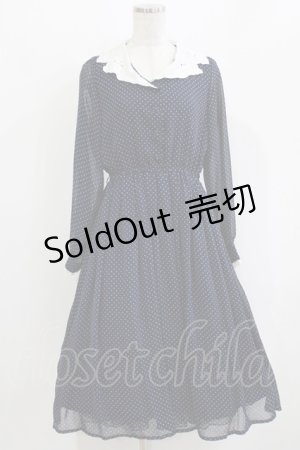 画像: Fi.n.t / カットワーク開衿ドット柄ワンピース Free NAVY H-26-03-10-1023-CA-OP-NS-ZH