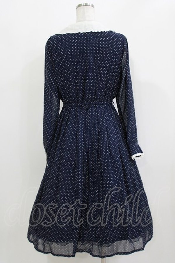 画像3: Fi.n.t / カットワーク開衿ドット柄ワンピース Free NAVY H-26-03-10-1023-CA-OP-NS-ZH (3)
