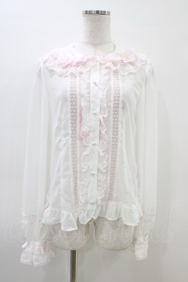 画像1: Angelic Pretty / Sweet Creamブラウス Free 白/ピンク H-26-03-11-031-AP-BL-NS-ZH (1)