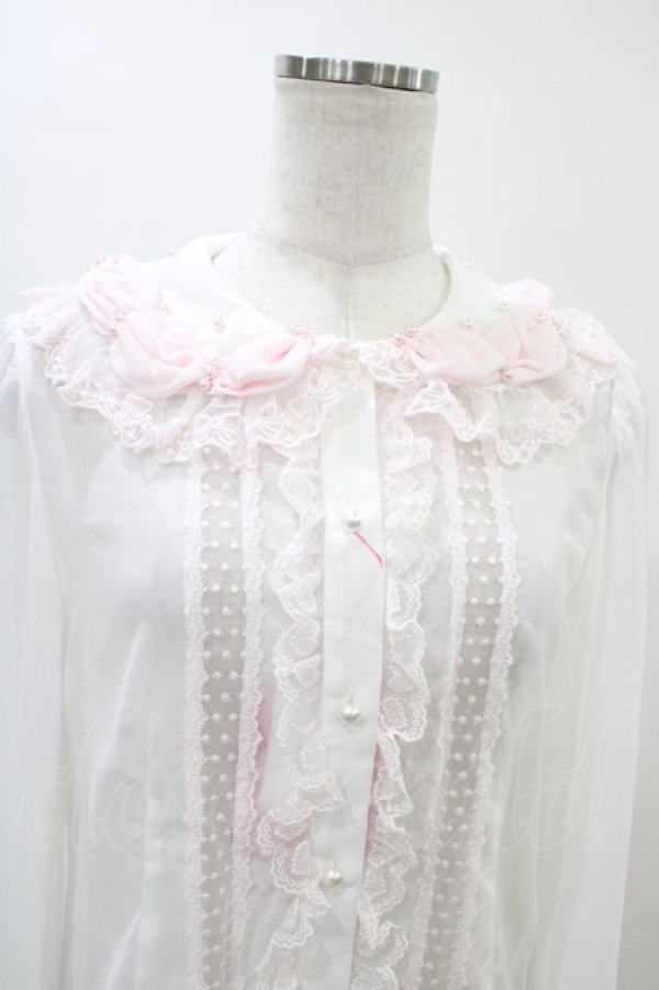 画像4: Angelic Pretty / Sweet Creamブラウス Free 白/ピンク H-26-03-11-031-AP-BL-NS-ZH (4)