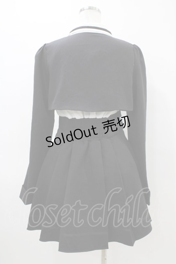 画像2: DearMyLove / ジャケット風チェーンネクタイベルトプリーツワンピース LL ブラック H-26-03-11-039-EL-OP-NS-ZH (2)