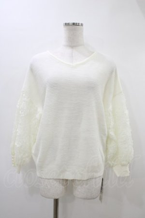 画像: axes femme / 袖レースVネックニット M オフ H-26-03-11-045-AX-TO-NS-ZH