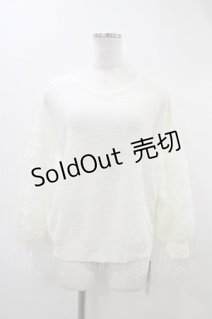 画像: axes femme / 袖レースVネックニット M オフ H-26-03-11-045-AX-TO-NS-ZH