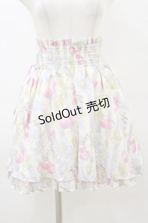 画像1: LIZ LISA / チェリー×フラワースカート Free オフ/サックス H-26-03-11-1059-LO-SK-NS-ZH (1)