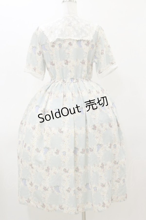 画像2: Fi.n.t / レース付け衿レトロフラワーチェック柄ワンピース Free SAX×WH H-26-03-11-1072-CA-OP-NS-ZH (2)