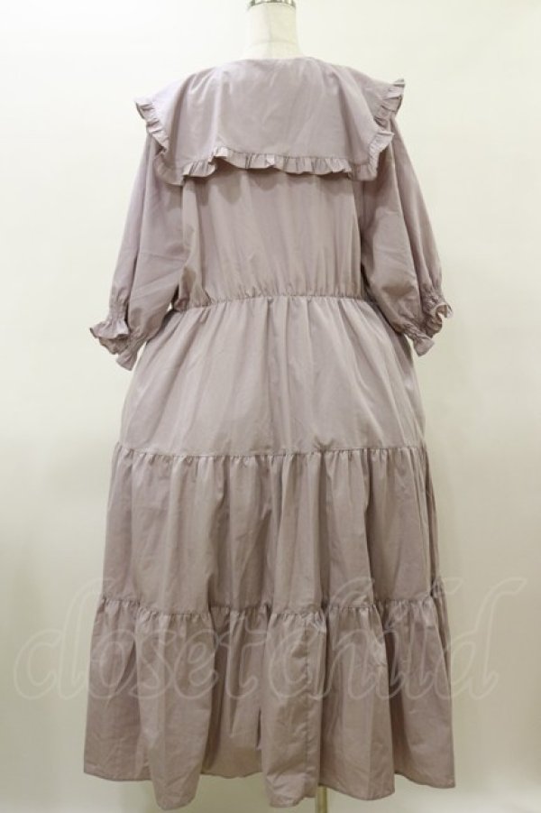 画像2: DearMyLove / ビッグ襟セーラーティアードロングワンピース 6L ピンク H-26-03-11-1073-0-OP-NS-ZH (2)