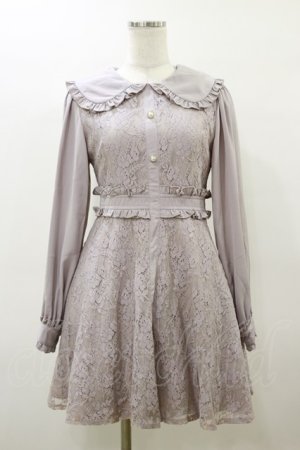 画像: Rojita / ビジュブローチ付き総レースワンピース Free パープル H-26-03-11-1084-LO-OP-NS-ZH