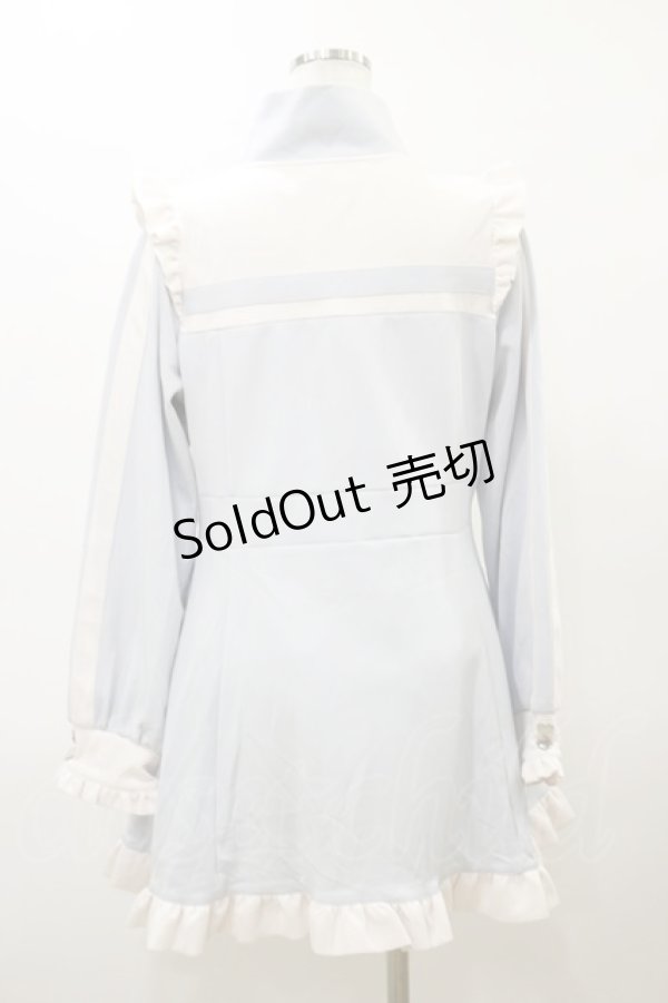 画像2: DearMyLove / フリルたっぷりメイドジャージワンピース 3L サックス H-26-03-11-1085-EL-OP-NS-ZH (2)