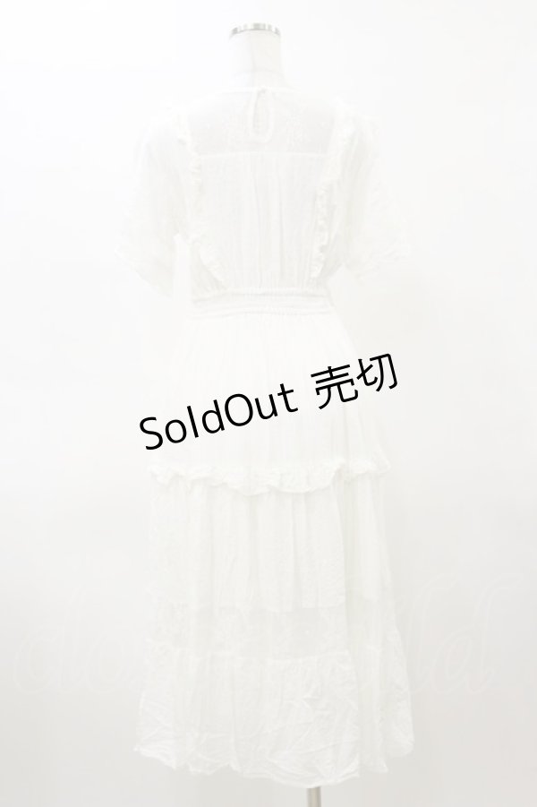 画像2: axes femme POETIQUE / フラワー刺繍ピナフォアワンピース M オフ H-26-03-11-1086-AX-OP-NS-ZH (2)