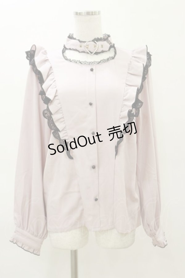 画像1: Rojita / ハートバックルラッフルフリルブラウス Free ピンク H-26-03-11-1032-LO-BL-NS-ZH (1)