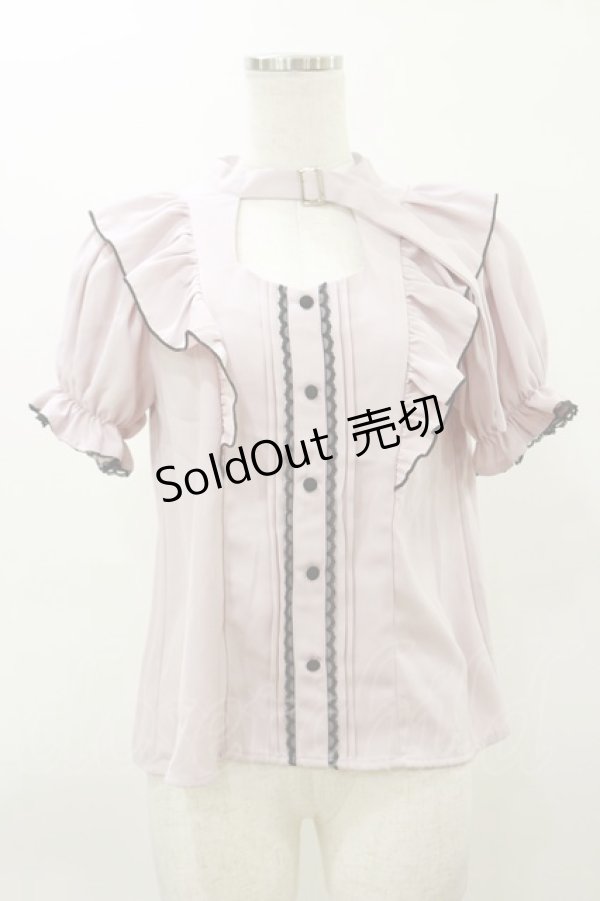 画像1: pium / チョーカーベルトフリルブラウス Free ピンク H-26-03-11-1033-0-BL-NS-ZH (1)