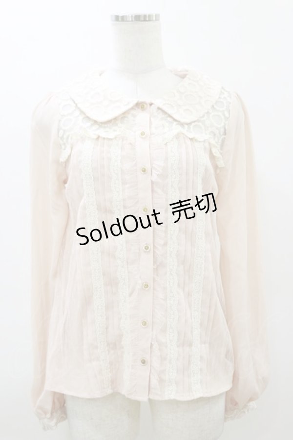 画像1: LIZ LISA / オーガンジー切替ブラウス Free ピンク H-26-03-11-1034-LO-BL-NS-ZH (1)