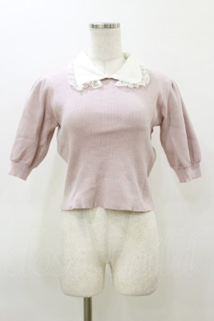 画像: An MILLE / レース襟リブトップス Free ピンク H-26-03-11-1037-EL-TO-NS-ZH