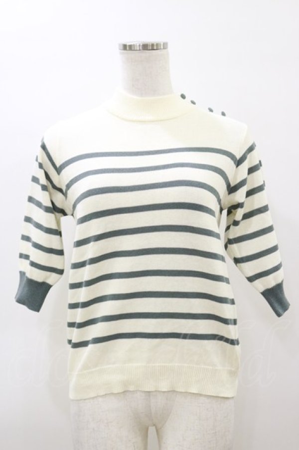 画像1: Fi.n.t / パネルボーダー5分袖ニットプルオーバー Free OFF×GR H-26-03-11-1039-CA-TO-NS-ZH (1)