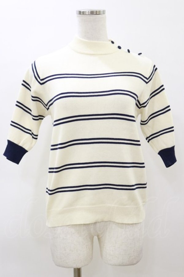 画像1: Fi.n.t / フレンチボーダー5分袖ニットプルオーバー Free OFF×NAVY H-26-03-11-1040-CA-TO-NS-ZH (1)