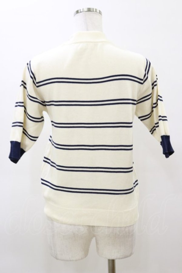 画像2: Fi.n.t / フレンチボーダー5分袖ニットプルオーバー Free OFF×NAVY H-26-03-11-1040-CA-TO-NS-ZH (2)