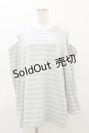 画像: axes femme POETIQUE / 刺繍オフショルロンＴ M サックス H-26-03-11-1045-AX-TS-NS-ZH