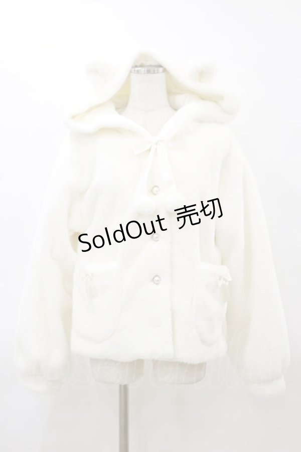 画像1: Amavel / ふわふわねこみみファーアウター Free 白 H-26-03-11-1048-CA-JA-NS-ZH (1)