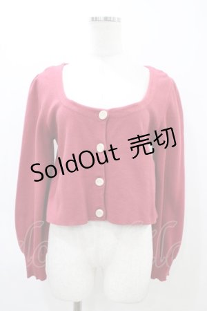 画像: Fi.n.t / ローズ彫刻釦ディープカラーニットカーディガン Free RED H-26-03-11-050-CA-TO-NS-ZH