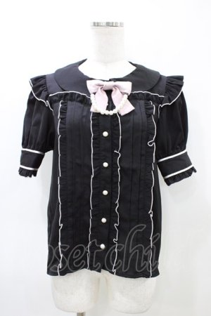 画像: Ank Rouge / パールリボンタックブラウス M ブラック H-26-03-11-052-CA-BL-NS-ZH