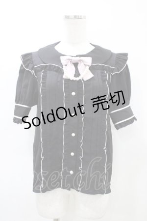 画像: Ank Rouge / パールリボンタックブラウス M ブラック H-26-03-11-052-CA-BL-NS-ZH