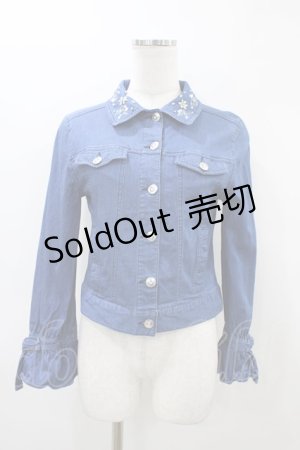 画像: LODISPOTTO / 襟お花モチーフジャケット M ブルー H-26-03-11-053-LO-JA-NS-ZH