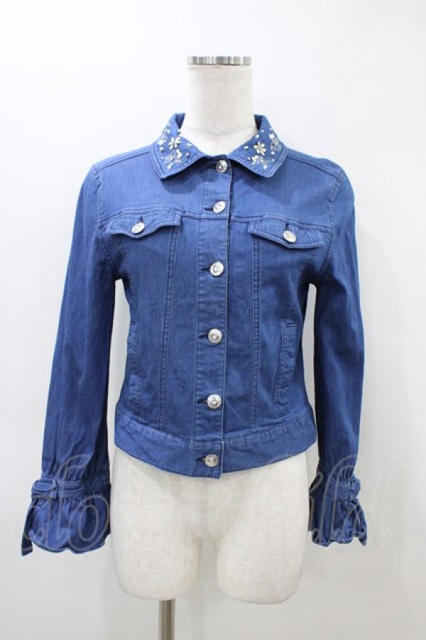 画像1: LODISPOTTO / 襟お花モチーフジャケット M ブルー H-26-03-11-053-LO-JA-NS-ZH (1)