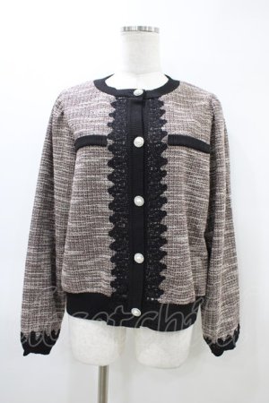 画像: axes femme / ファンシーツイードカットカーディガン M ブラック H-26-03-11-054-AX-TO-NS-ZH