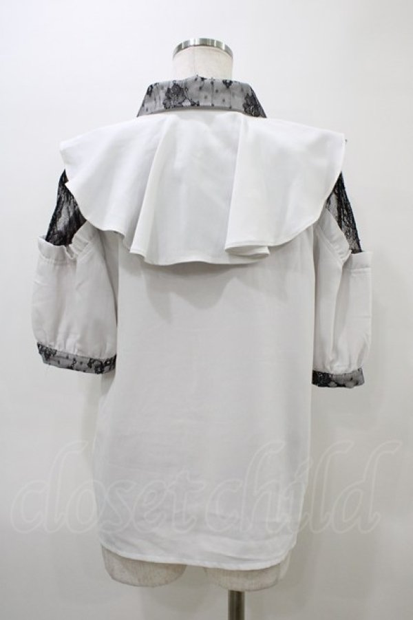 画像2: Rojita / ラッフル肩開き半袖ブラウス Free ホワイト H-26-03-11-059-LO-BL-NS-ZH (2)