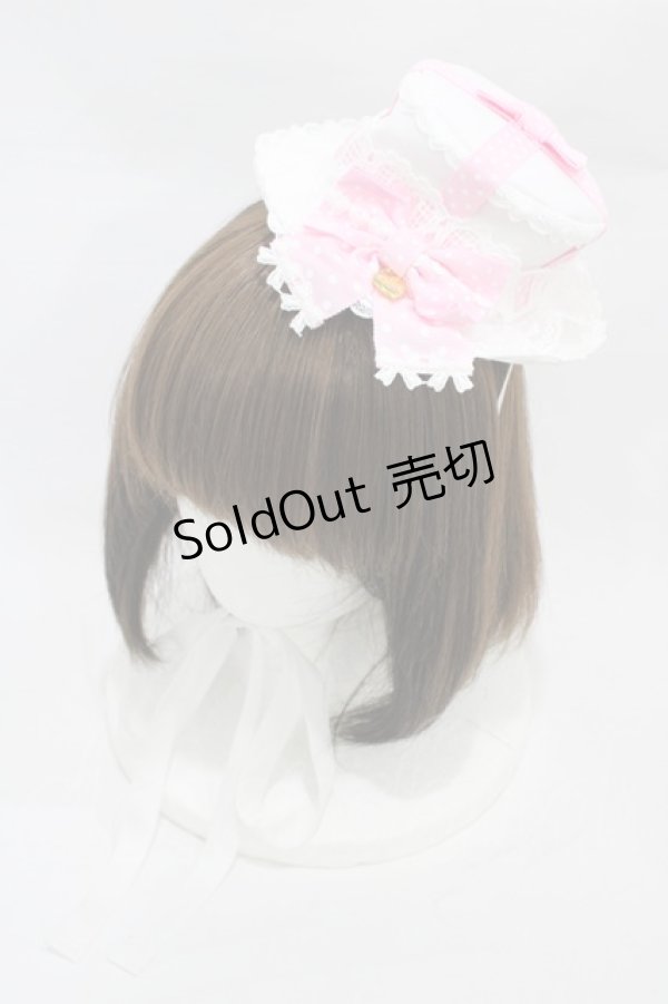 画像1: Angelic Pretty / Airy HeartプレゼントリボンミニHat  白/ピンク H-26-03-11-002-AP-AC-NS-ZH (1)