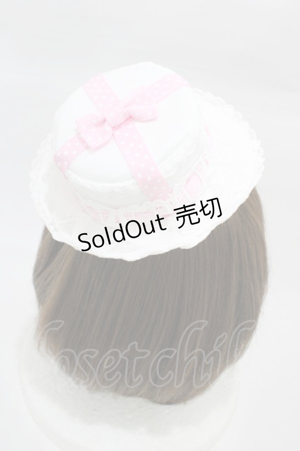 画像2: Angelic Pretty / Airy HeartプレゼントリボンミニHat  白/ピンク H-26-03-11-002-AP-AC-NS-ZH (2)