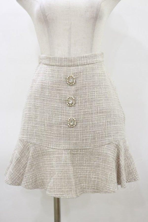 画像1: An MILLE / ツイードビジューフレアスカート Free ベージュ H-26-03-12-054-EL-SK-NS-ZH (1)