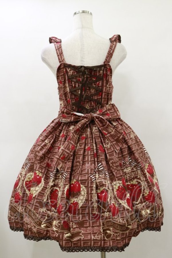 画像2: BABY,THE STARS SHINE BRIGHT / Strawberry Loves Chocolate柄エプロンフリルジャンパースカート・カチューシャセット Free ブラウン H-26-03-12-067-BA-OP-NS-ZH (2)