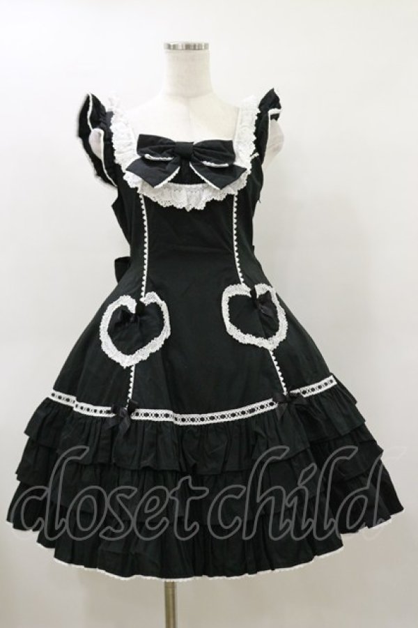 画像1: Angelic Pretty / Cute Heartジャンパースカート Free ブラック H-26-03-12-068-AP-OP-NS-ZH (1)