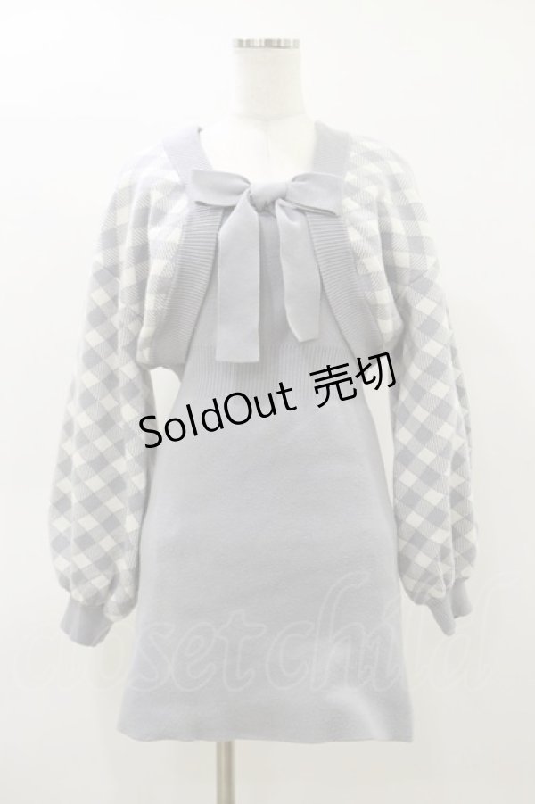 画像1: Bubbles / ボレロニットワンピース Free サックス H-26-03-12-078-CA-OP-NS-ZH (1)