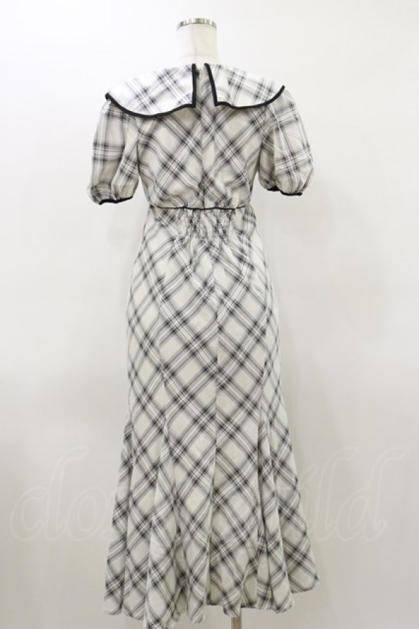 画像2: An MILLE / チェックロングワンピース Free 白/ブラック H-26-03-12-079-EL-OP-NS-ZH (2)