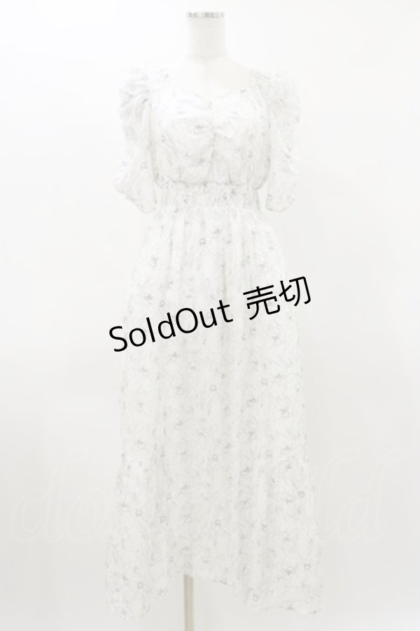 画像1: An MILLE / シャーリングロングワンピース Free 白/ブラック H-26-03-12-081-EL-OP-NS-ZH (1)