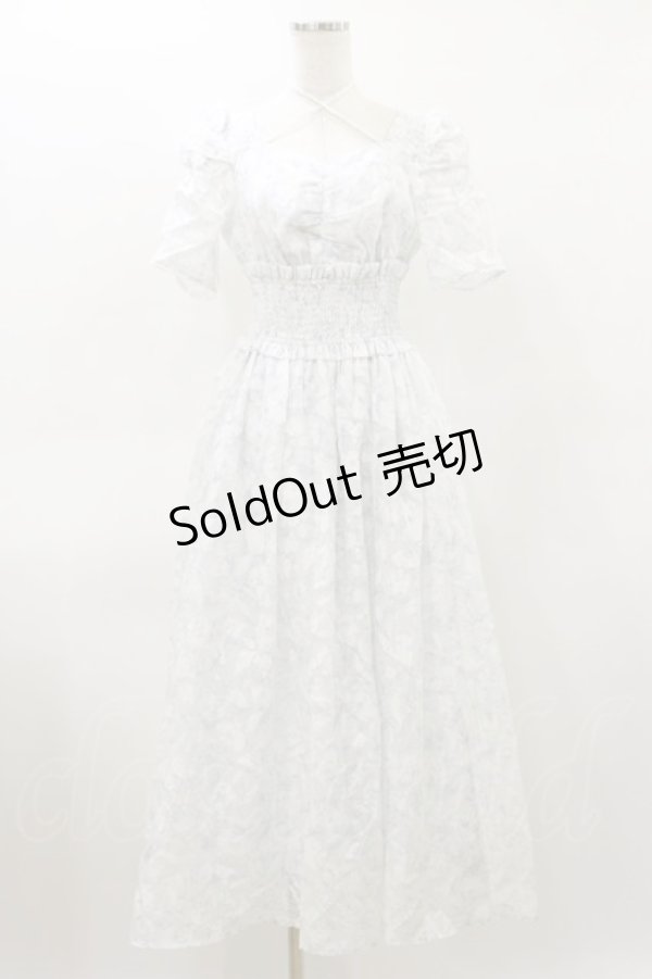 画像1: An MILLE / シャーリングロングワンピース Free 白/サックス H-26-03-12-082-EL-OP-NS-ZH (1)